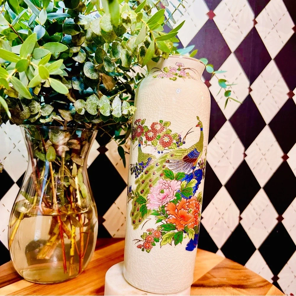Vintage Japanese Crackle-Glaze‎ Peacock Vase – 12